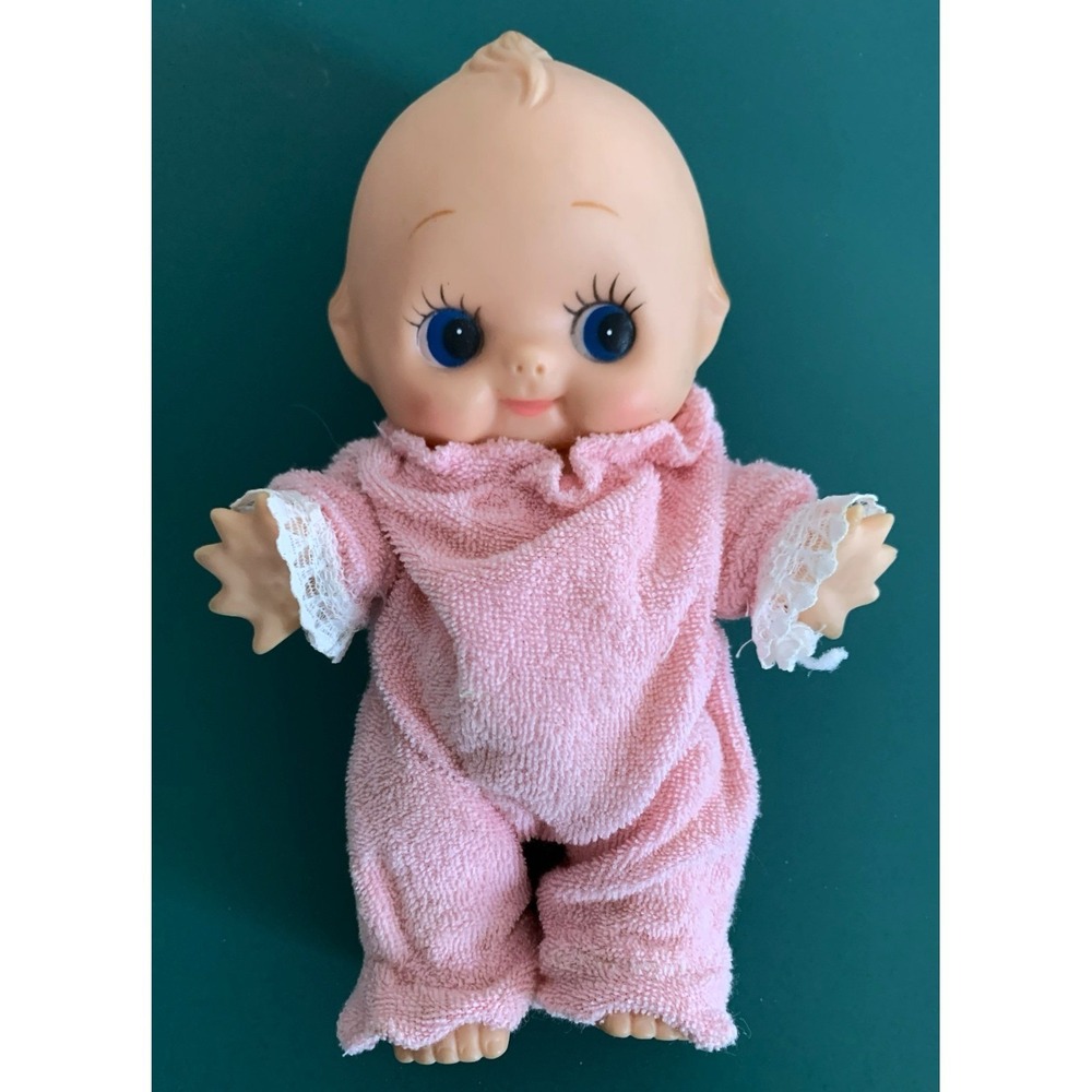 Vintage Kewpie Squeak Doll 9" Soft Rubber Jointed Arms Legs Head Hong Kong Light